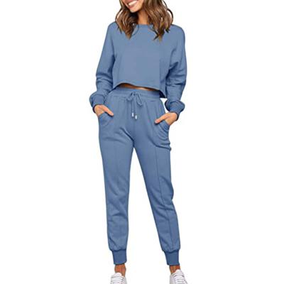 China 2022 autumn new women's breathable suit solid color round neck long-sleeved pencil pants fashion two-piece sports and leisure for sale