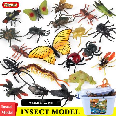 China Insect Animals Model Set Oenux Wholesale 24PCS Insect Wild Animals Set Butterfly Bee Scorpion Dragonfly Action Numbers Education Kids Figure Model Toy for sale