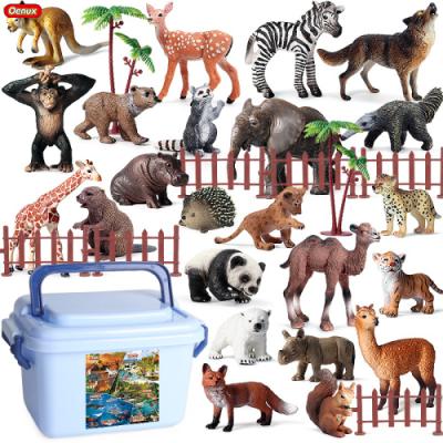 China Wholesale Oenux Wild Animal Model Toy Wolf Tiger Panda Model 35Pcs Squirrel Giraffe Figures Set Children Education Gift Toy for sale