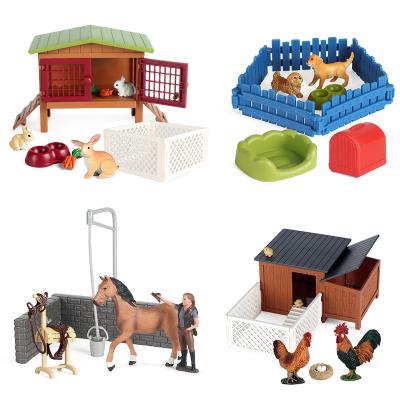 China PVC Miniature Model Toy Farm Zoo Set Hen Oenux Animal Cute Animal Poultry Sheep Rabbit PVC Animal Toys Wholesale Action Numbers for sale