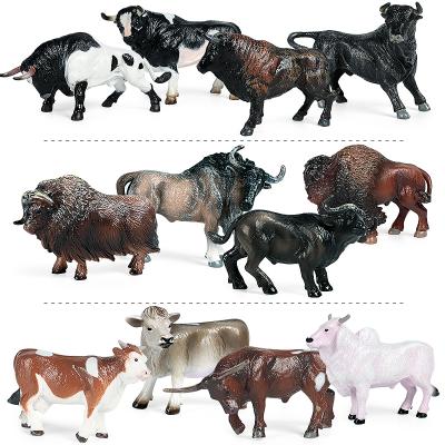 China Wholesale PVC Animal Milk Cow Cattle Calf Bull BEEF Action Numbers Toy Simulation Small Size Farm Oenux Animal Toys PVC Model for sale