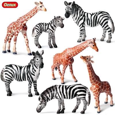 China Animal Model Children Toy Home Decoration PVC Giraffe Zebra Toy Simulation Wild Action Toy Figures Oenux Wholesale PVC Giraffe Zebra Solid Action Number Collection for sale