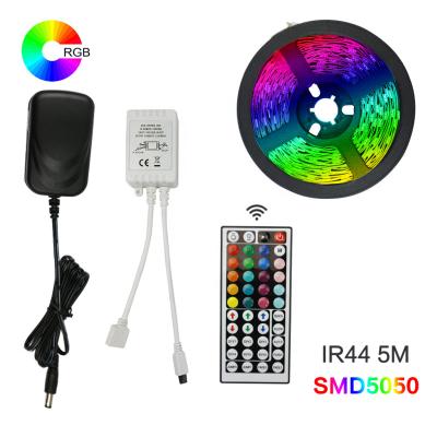 China DC 12V Residential Flexible Color Changing Diode Strip With 44-Key IR Outdoor 5050 RGB LED Light Strip For Home Decoration for sale