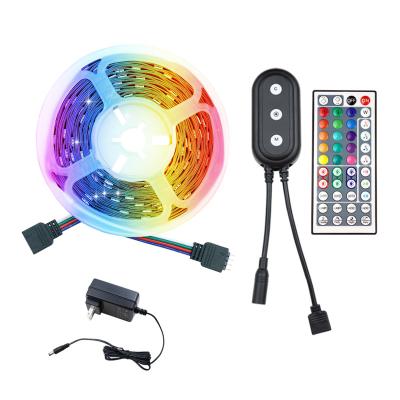 China DC12V 5050 Diode Flexible Strip IP20 Residential With 2021 New Design 44key IR Controller RGB Music Led Strip Light 5M for sale