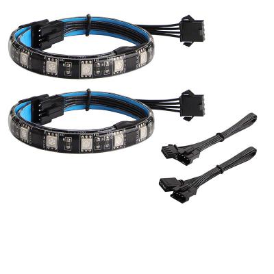 China 2PCS LED RGB Magnetic and Adhesive Strip 12V for PC/Computer Case, Waterproof Flexible Strip Light Gamer Lamp for sale