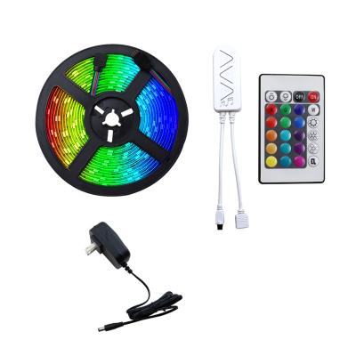 China Residential 5050 Color Changing RGB Diode Strip IP65 With 24 Key WiFi Remote Music Led Strip Light 5M For Home Decoration for sale