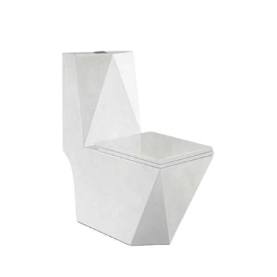 China Modern Diamond Shape Ceramic Floor Mounted Double-flush Tie Down 250MM One Piece WC Toilet Bow for sale