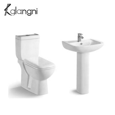 China Double-flush Bathroom Hot Selling Ware Bathroom Toilet Sanitary Basin Set Korea Design Two-Piece WC Ceramic Sanitary White Color Square for sale