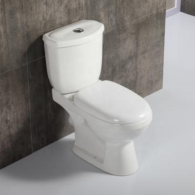 China Double-Flow Africa WC Sanitary Ware P Trap Two Piece Toilet Gravity Flush Round Shape Ceramic Toilet Bowl Ceramic Floor for sale