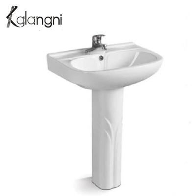 China Modern two piece floor standing modern bathroom ware white ceramic pedestal washbasin for sale