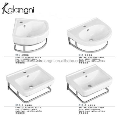 China Wall-hung Bathroom Modern Simple Style Small Ceramic Bracket Bathroom Sink With Overflow for sale