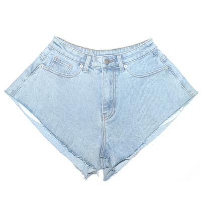 China Classic Light Blue Breathable Wide Brim Summer Style Women Denim Short Shorts for sale