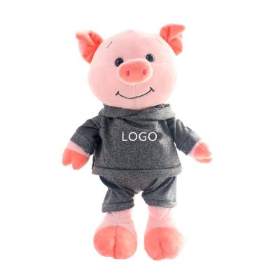 China Custom Fashion Funny Stuffed Toy Baby Cute Soft Stuffed Pink Pig Toy With Brand LOGO/T-shirt Promotion for sale