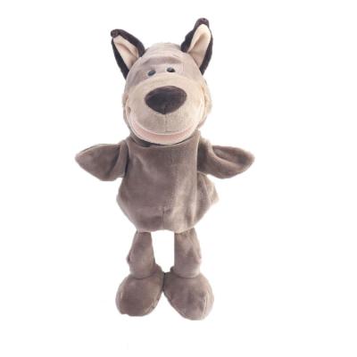 China Wolf Dolls Baby Plush Toys Handmade Soft Stuffed Story-telling Hand Puppets for sale