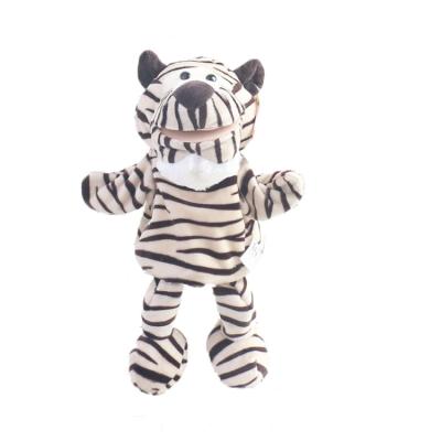 China OEM Custom Handmade Toy Cartoon Cute Tiger Animal Hand Puppet Plush Toy for sale