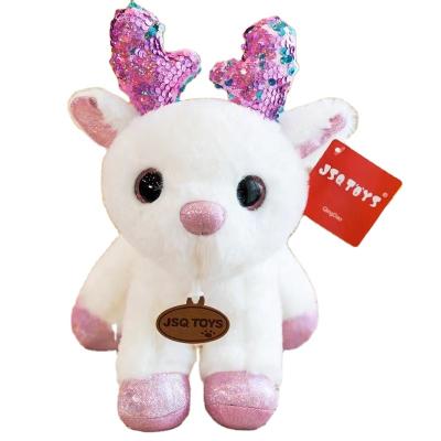 China Pink Promotional Shiny Antlers Soft Plush Gifts Cute Elks Toy Plush Reindeer Christmas for sale