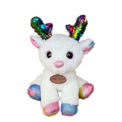 China Promotional Gifts Cute And Colorful Shiny Antlers Wholesale Soft Plush Reindeer Christmas Decoration Deer Toys For Kids for sale