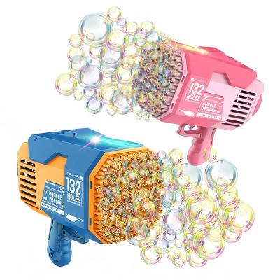 China 2022 New Plastic 132 Holes Bubble Bazooka Machine Gun Rocket Bubble Launcher Gun Bubble Maker Fan Toy for sale