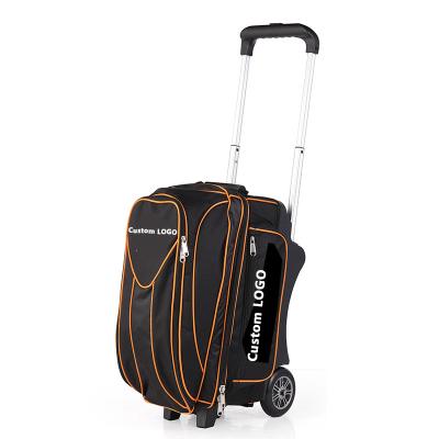 China High Quality Factory Direct Custom Rolling Functional Bags Sports 2 Ball Trolley Bowling Ball Bag With Wheels for sale