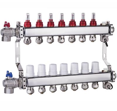 China Traditional Stainless Steel Heating Manifold With Adjustable Flow Meter for sale