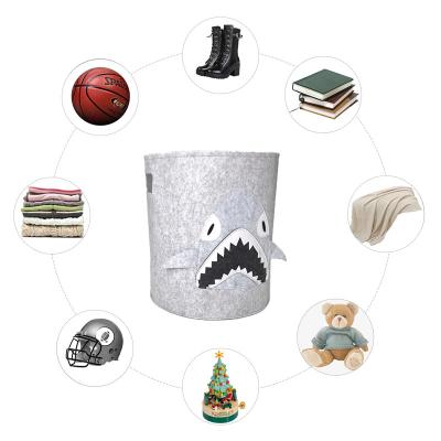 China Viable Cartoon Cute Shark Shape Storage Box Shape Clothes Toys Felt Bins Storage Basket for sale