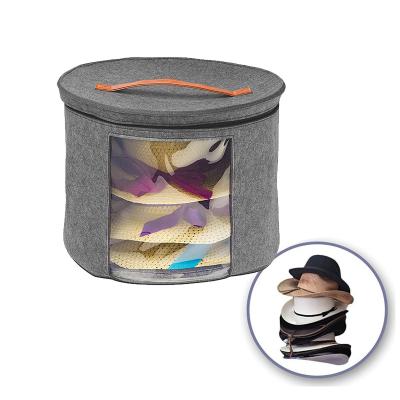 China Sustainable Foldable Felt Round Hat Storage Bag Custom Clothes Storage Bag Dust Bag With Handle for sale