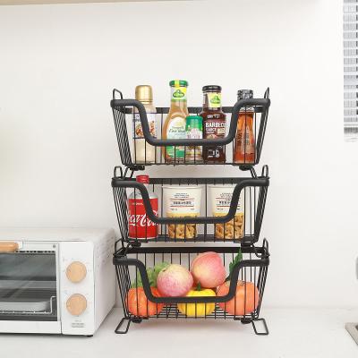 China Hot Selling Amazon Kitchen Storage Basket Kitchen Supplies Vegetables Fruit Snacks Storage Multi-Layer Rack for sale