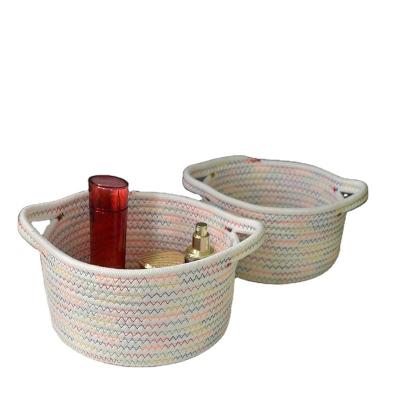 China Handwoven Storage Basket Wholesale Cotton Rope Storage Basket Toy Storage Basket for sale