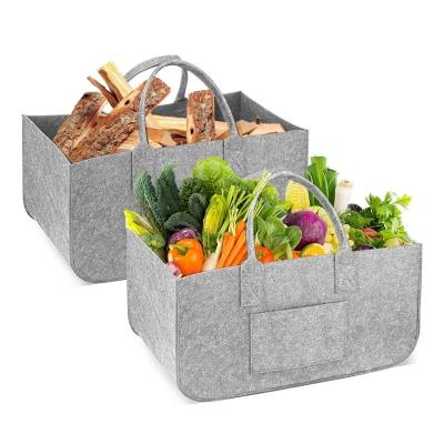 China Sustainable Storage Large Capacity Reusable Foldable Felt Basket For Clothes, Kids Toys, Magazines, Firewood, Vegetables for sale