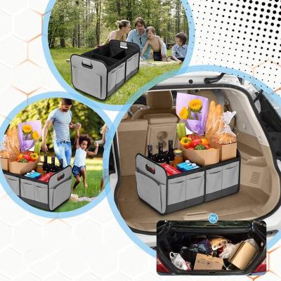 China Foldable Household Items Trunk Storage Organizer Portable Car Storage Box Bin Car Carrier Trolley For Camping Picnic for sale