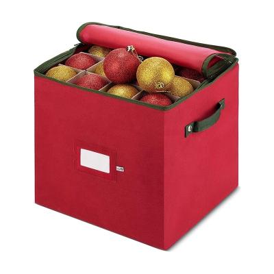 China Large Capacity 64 Dividers Oxford Adjustable Cloth Foldable Christmas Ornament Storage Box Trash Can With Lid for sale