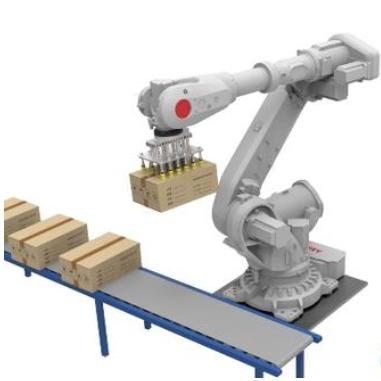 China Automatic Food Sugar Bagging System With Robot Palletizer 4 Axis Palletizer Robot Arm Machine Palletizing System for sale