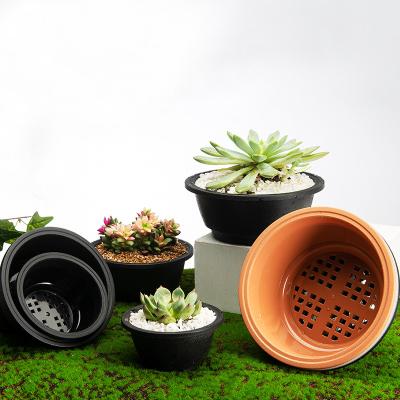 China Large Minimalist Plastic Round Flower Pot Succulent Bulky Succulent Pot for sale