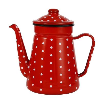 China Southwest Coffee Pot Export Enamel Stain Enamel Kettle Mouth Hand Wash Pot Oiler Crane Mouth Pot Narrow Support Customization for sale