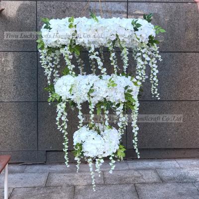 China event & party & wedding good quality LFB334 Luckygoods three tier ferris rolls artificial flower centerpieces for wedding decoration for sale