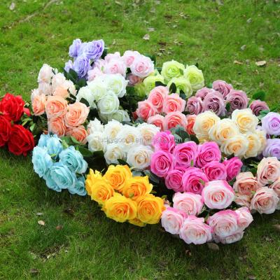 China LFR122 10 Wedding Flower Heads Bouquet Colorful Artificial Pink Wedding Bridal Bouquet On Sale for sale