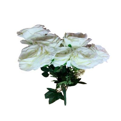 China Wholesale BH210430-10 Wedding 9 Heads Artificial Rose Silk Rose For Flower Wall Wedding Decoration for sale