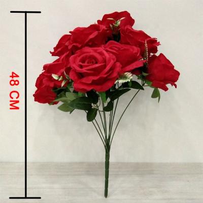 China Wholesale BH210430-10 Wedding 9 Heads Artificial Rose Silk Rose For Flower Wall Wedding Decoration for sale