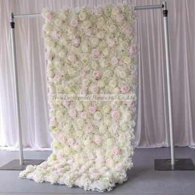 China Events Decoration LFB1659-3 Hot Sale Elegant White Pink Flower Wall Backdrop For Wedding Event for sale