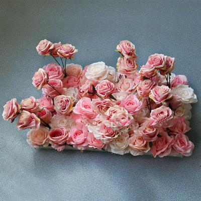 China Wedding Indoor Decor Artificial Rose Rose 3D Flower Design Wall Panel Wedding Event for sale