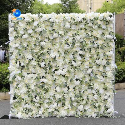 China 3D Cloth Flower Wall Decoration LFB1817 Luckygoods Wedding Party Decoration 3D Champagne Background Flower Wall for sale