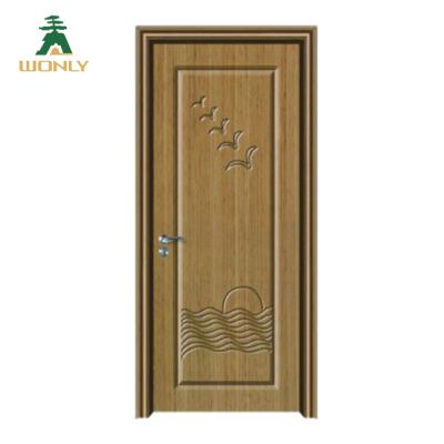 China Waterproof MDF Pvc Bathroom Interior Wooden Door Elegant Wood Door With Glass for sale