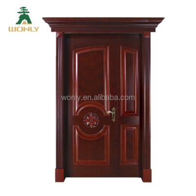 China Waterproof Attractive Design Wood Door Red Color Non-Painted PVC Wood Door for sale