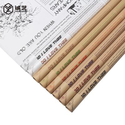 China Good Quality Antique Vintage Newspaper Printing Flower Waterproof Blank Kraft Paper Wrapping Paper For Gift Wrapping for sale