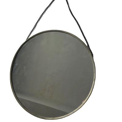 China Nordic North America Modern Style Iron Art Hanging Wall Mirror Metal Framed Bathroom Makeup Mirror Decoration Dressing Mirror With Metal Chain for sale