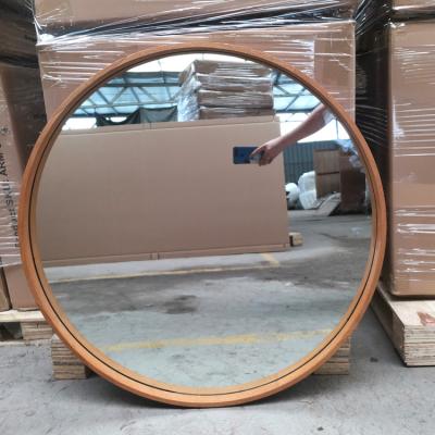 China North America Style Simple Design Circle Modern Wooden Mirror With Round Oak Frame Wall Mirror for sale