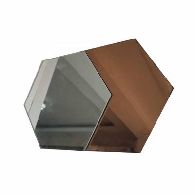 China New Design Home Decoration Frameless Hexagonal Mirror Hexagonal Hotel Bathroom Mirror White And Brown for sale