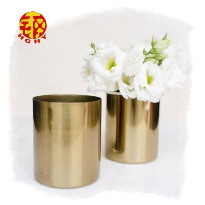 China Modern Gold PVD Coated Small Indoor Stainless Home Planter Vase Custom Make Gold Metal Urn Vase for sale