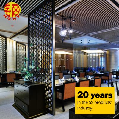 China Custom Indoor Stainless Steel Lobby Separation Design Hotel Dining Room Metal Restaurant Room Space Divider for sale