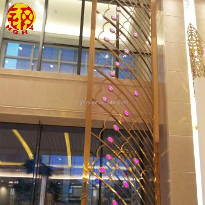 China Stainless Steel Champagne Gold Room Dividers House Stainless Steel Room Mirror Room Divider Screen Dubai for sale